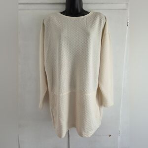 Cream Textured Oversized Sweater/ Sweatshirt